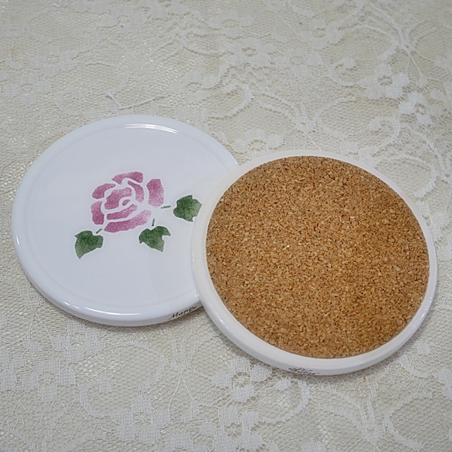 マニー 陶器ラウンド コースター ローズ【イマン、マニーと薔薇の雑貨