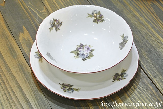 マニー ブルーローズ陶器 サラダボウル【マニーと薔薇の雑貨のアン