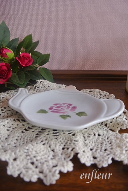 マニーローズ　陶器保存容器 マニー ローズ陶器 ティーバッグトレイ【マニーと薔薇の雑貨の
