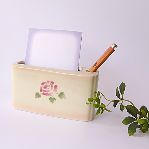 マニーローズ　メモ帳立て大小セット マニー ローズ陶器 メモスタンド【マニーと薔薇の雑貨のアン