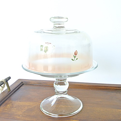 【1点限り】マニーローズ　ガラスのケーキドームソーサー マニーローズ ガラス ケーキドームソーサー － フレンチ