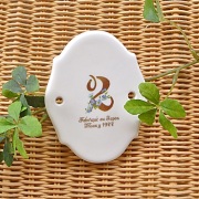 マニー　ノンブル　陶器プレート　ブルー「2」