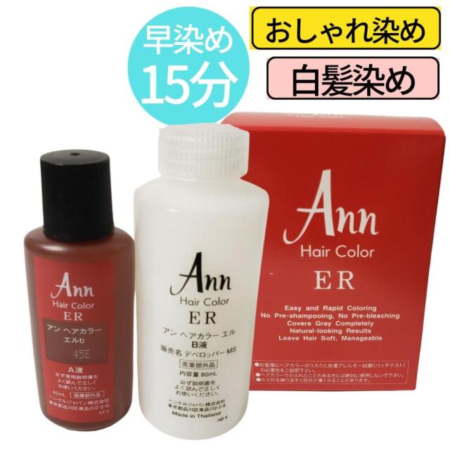 美容院のヘアカラー剤 早染め15分 アン ヘアカラー ER 1組入 白髪染め おしゃれ染め セルフカラー 毛染め カラーリング ヘアダイ 染毛剤 理髪店 理容室
