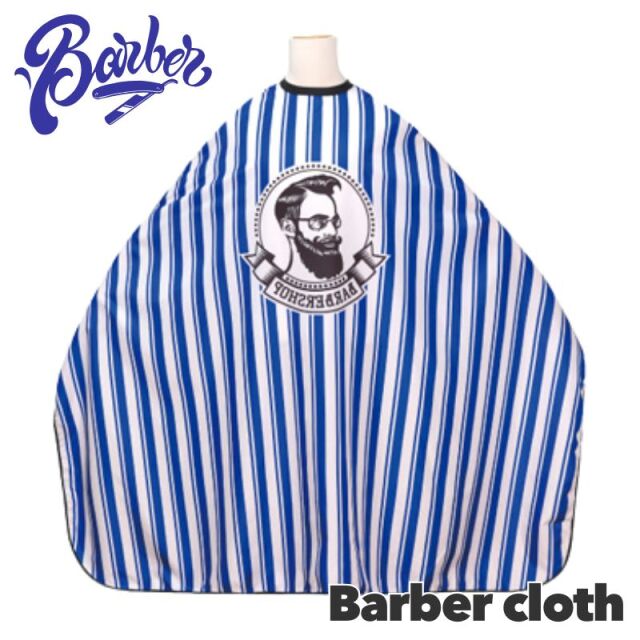 バーバー カットクロス プリント入り 散髪ケープ バーバークロス 袖なし 総柄 おしゃれ 理容室 プロ用 セルフカット WJ-7031