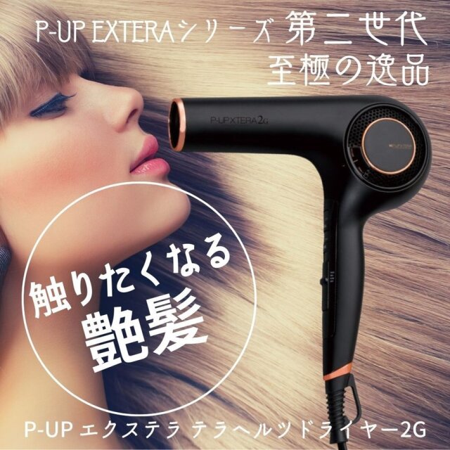 至極の逸品 美容室 高級 ドライヤー 大風量 速乾 軽量 エクステラ ピーアップ テラヘルツドライヤー 2G 1500W ブラック 業務用 P-UP波加工