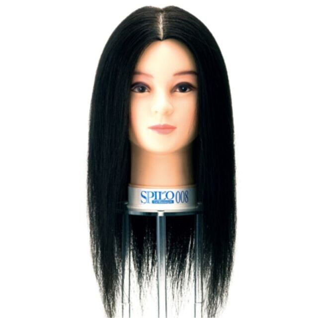 滝川 カットウィッグ スピロ 008 人毛100％ 黒髪 ショート、ミディアム、ロングスタイルの練習用に カットマネキン