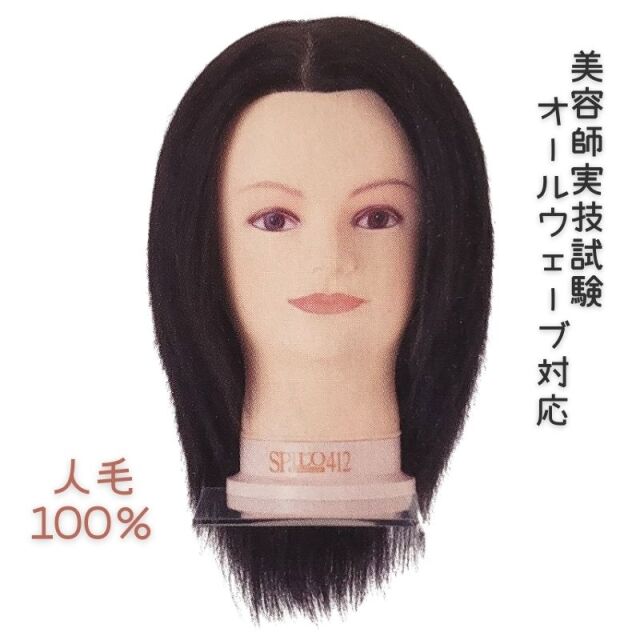 練習用　美容師実技試験対応　6体 三矢 24-12-13 国家試験用 毛長 約18cm ハチ周り 約52cm 人毛100