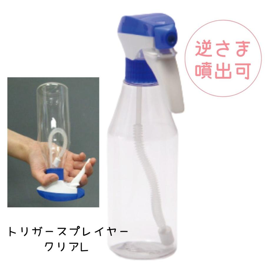 逆さまでも使える スプレーボトル 細かい ミスト 霧吹き ニューエバー トリガースプレイヤー ブルーヘッド クリア Lサイズ 300ml スプレー容器 透明