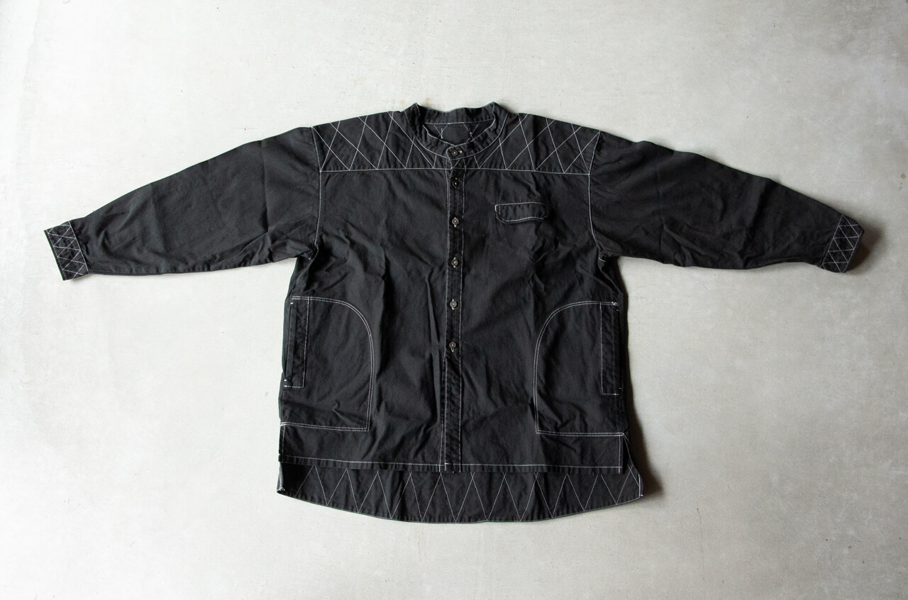 縁日 イッテンモノ YAMA SHIRT 重ね染め黒