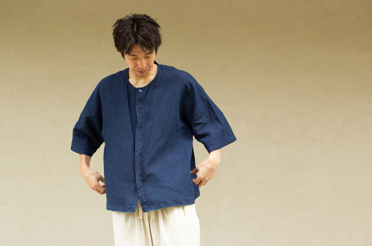 ダボシャツ　DABO SHIRT indigo 麻