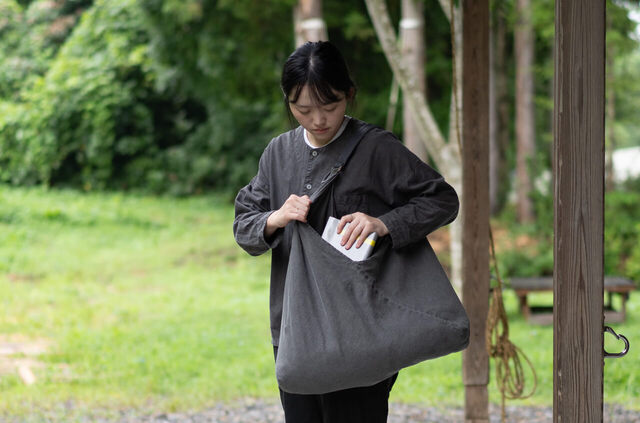 縁日 AZUMAFUKURO あずま袋　綿麻 炭染 ハンドルセット