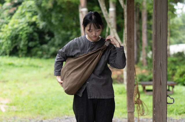 縁日 AZUMAFUKURO あずま袋　綿麻 漆染 ハンドルセット