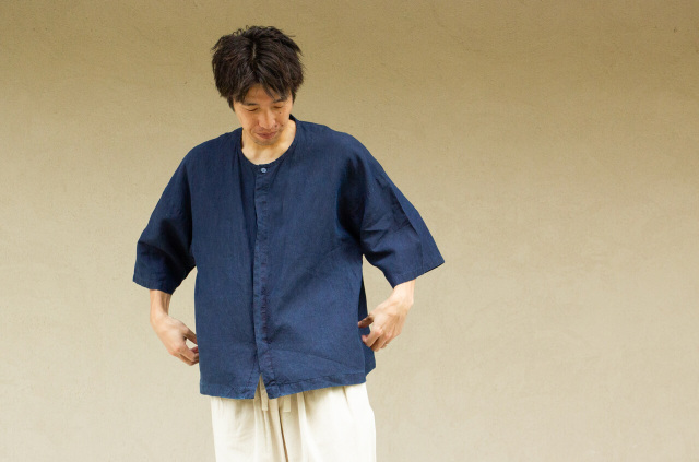 ダボシャツ　DABO SHIRT indigo 麻