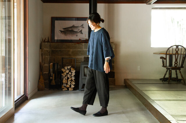 縁日　漆染め ダボシャツ　DABO SHIRT indigo 麻 着用イメージ
