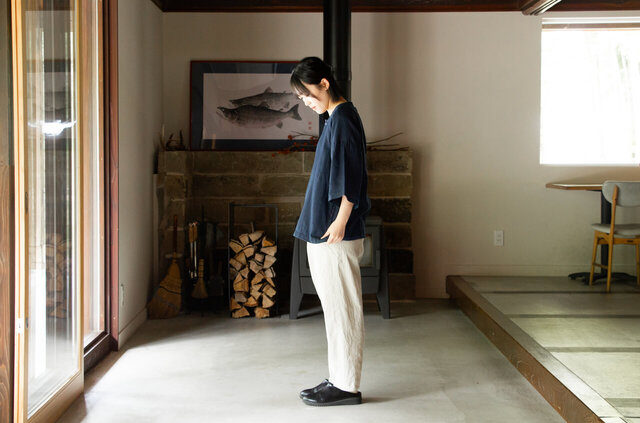 縁日　漆染め ダボシャツ　DABO SHIRT indigo 麻 着用イメージ