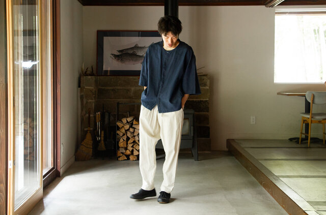 縁日　漆染め ダボシャツ　DABO SHIRT indigo 麻 着用イメージ