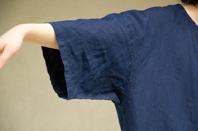 縁日　漆染め ダボシャツ　DABO SHIRT indigo 麻 着用イメージ