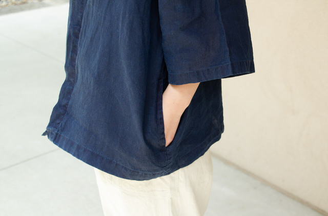 縁日　漆染め ダボシャツ　DABO SHIRT indigo 麻 着用イメージ