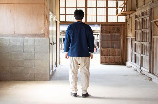縁日　Indigo 鯉口シャツ