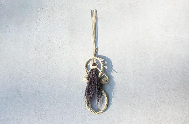 山から福がおりてくる しめ飾り 無限瓢箪から駒(紫)(むげんひょうたんからこま むらさき)