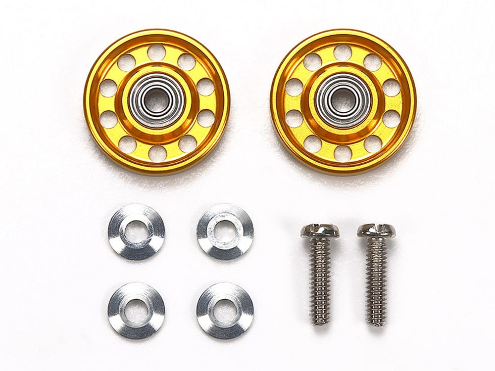 T95704　タミヤ　軽量13mmオールアルミベアリングローラー (ゴールド)