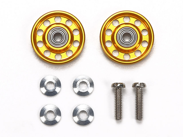 T95704　タミヤ　軽量13mmオールアルミベアリングローラー (ゴールド)