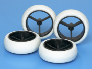 T15414　タミヤ　スーパーX・XX カーボン大径ナローホイール&バレルタイヤ（ホワイト）