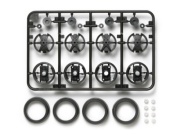 T15444　タミヤ　スーパーX･XXシャーシ 大径ワンウェイホイール（オフセットタイヤ付き）