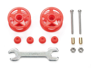 T95697　タミヤ　2段低摩擦プラローラー (19-19mm) レッド (ミニ四駆ステーション)