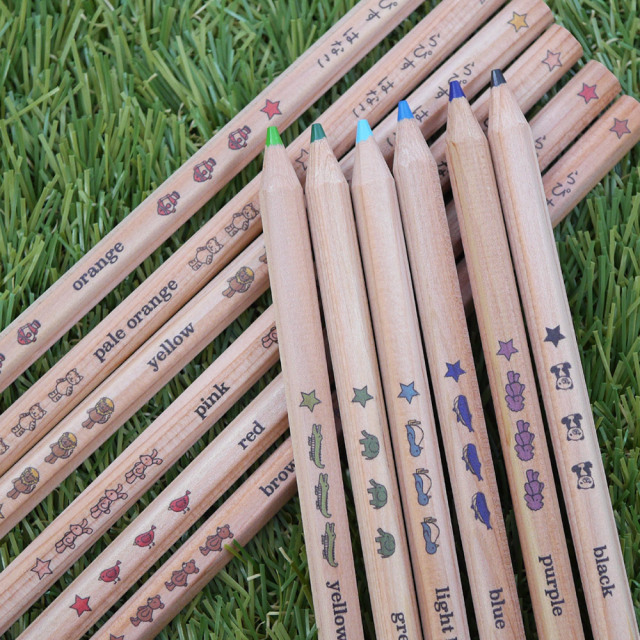 名入れ 鉛筆 ベイクドカラー鉛筆 2B はっぴーねーむ色鉛筆 12色 赤鉛筆