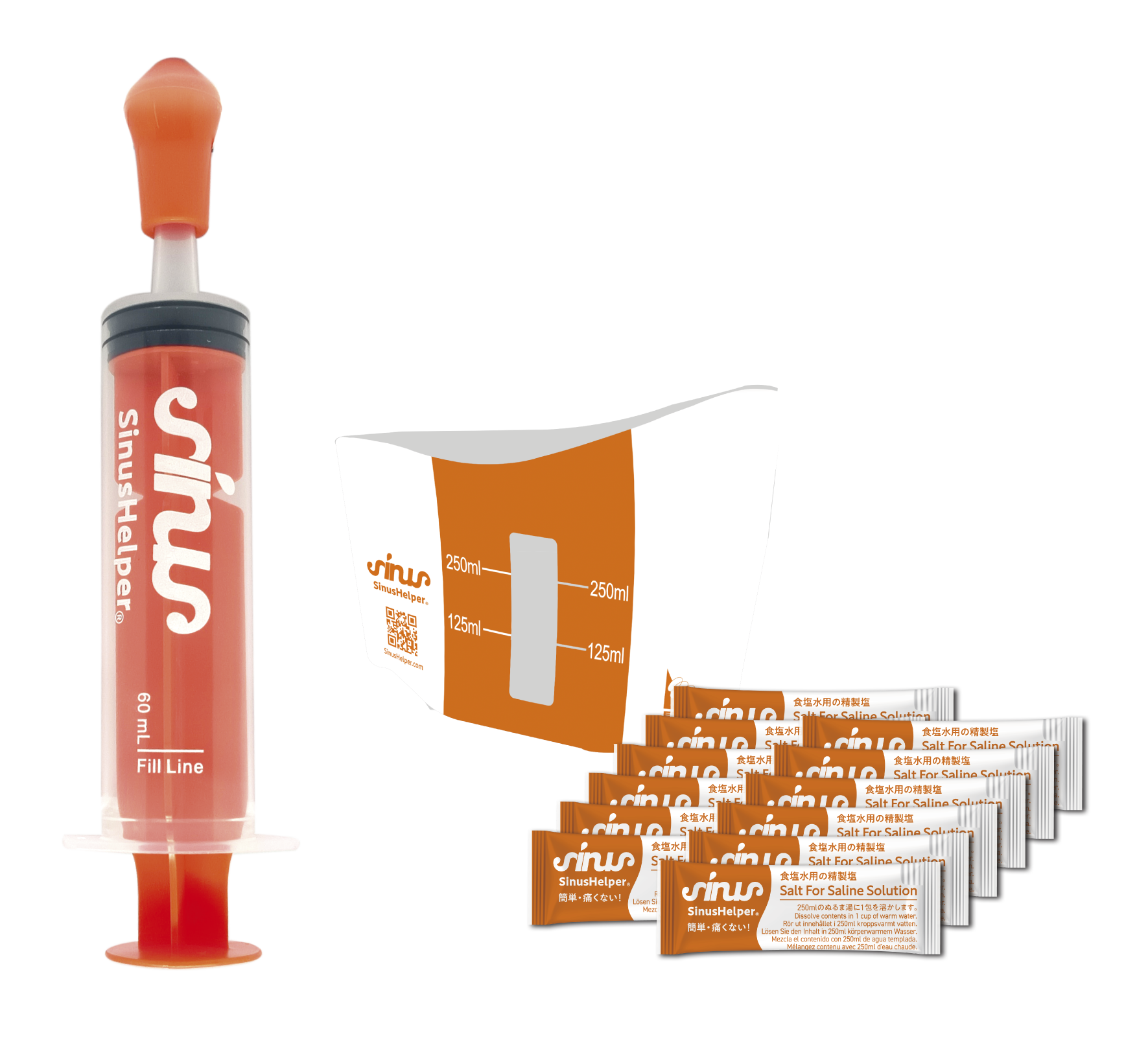 SinusHelper（サイナスヘルパー）鼻うがい 専用塩サンプル12包 + 折りたたみ式カップ &@4560383792252