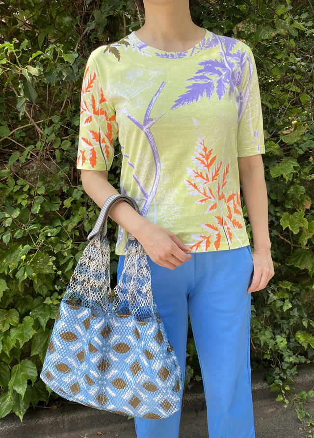 メッシュバッグ　トライアングル型(小) プリント裏布＆インポーチ付き　『ヘナアート柄』SUS2361-ELZIVER-S　