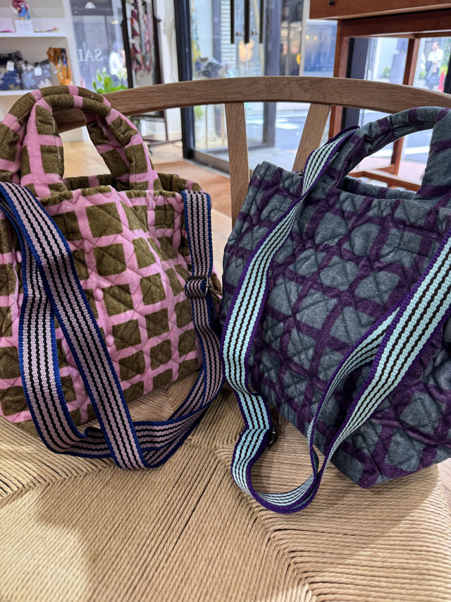ベルベットトートバッグ（小）『ウィンドウチェック柄』SUW2402-TOTE-S