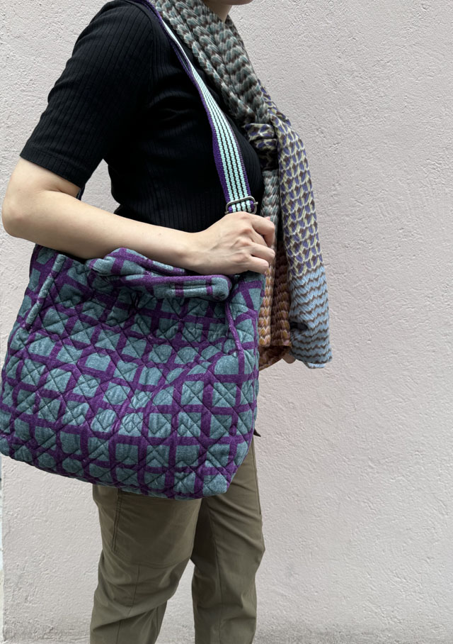 ベルベットトートバッグ（中）『ウィンドウチェック柄』SUW2402-TOTE-NEW