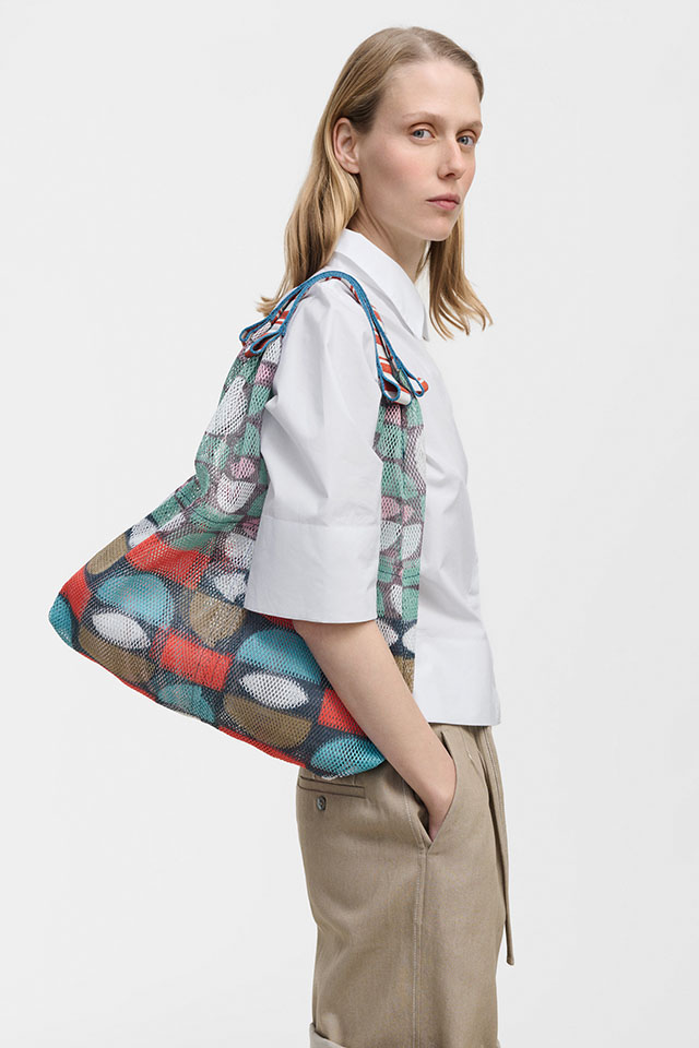 メッシュバッグ　トライアングル型(小）インポーチ付き『デンマークテキスタイル柄』SUS2561-UDAIPUR-S　