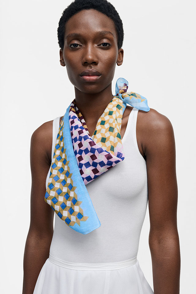 [GRAPHIC]　細かな連続柄 「ペルシャのタイル模様」　SMALL PATTERN  *70角コットンスカーフ*　 PS2634