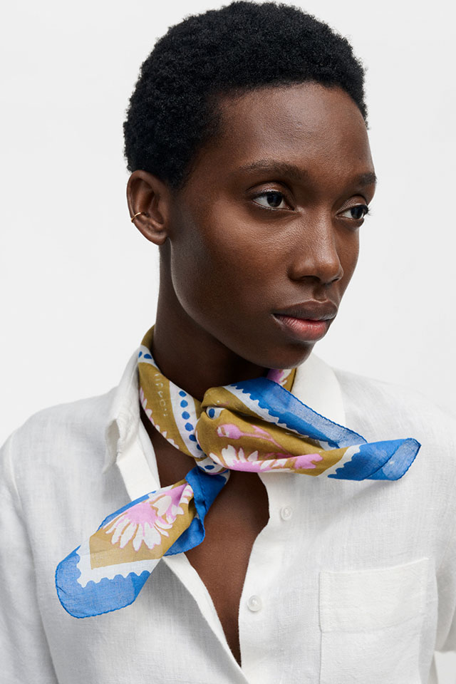 [CULTURE]　おとぎの国の切手　STAMP  *70角コットンスカーフ*　 PS2663