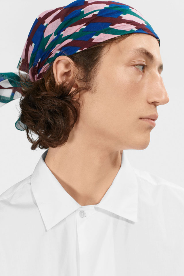 [CHECKS］グラフィックチェック柄　Graphic Checks *スクエア型*　コットンスカーフ PS2454