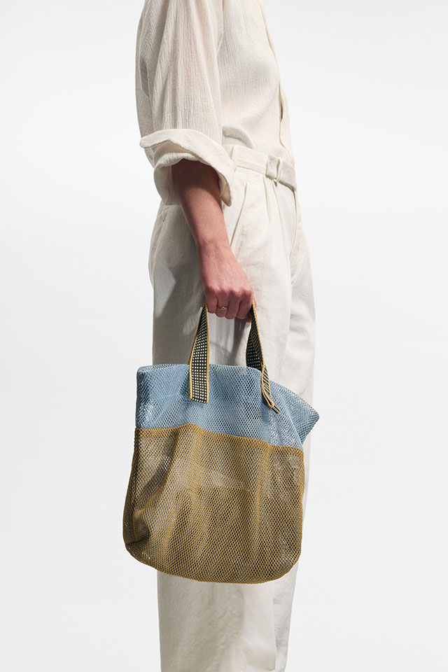 メッシュバッグ トート型(小）インポーチ付き『バイカラー』SUS2500-KANPUR-S