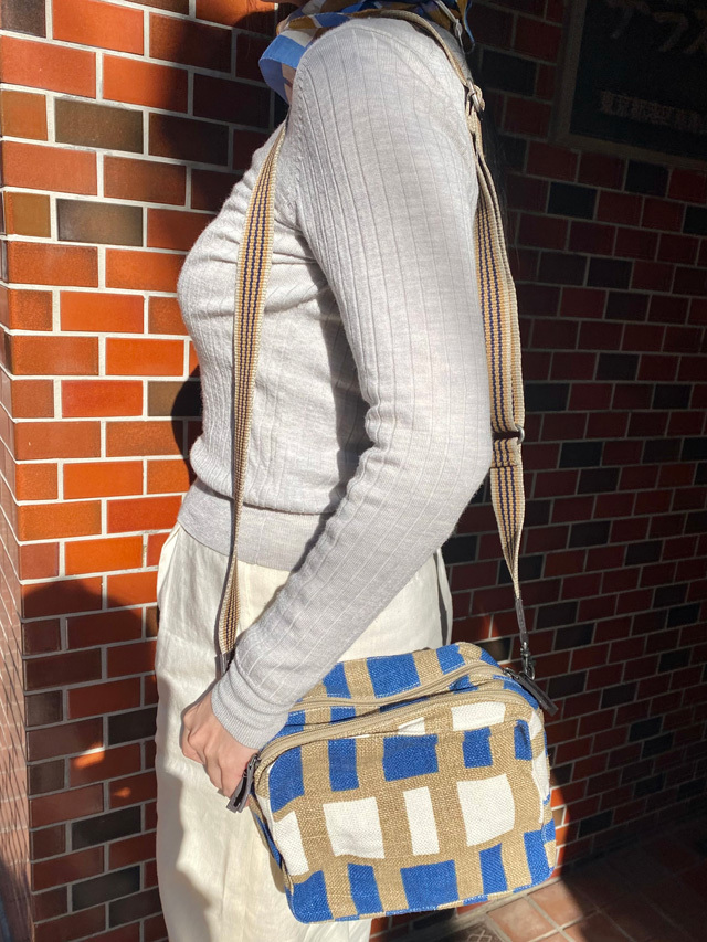 麻バッグ 3WAYボディバッグ 『グラフィックチェック柄