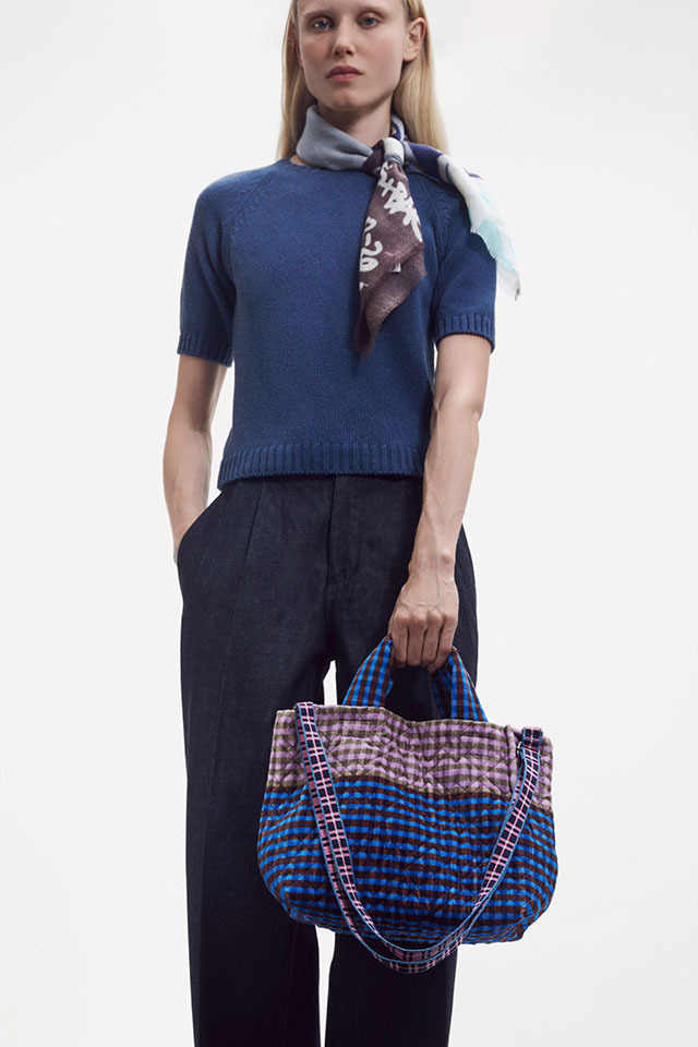 ベルベットトートバッグ（小）『北欧チェック柄』SUW2525-TOTE-S