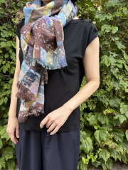 Épice ストール　花柄　麻布 Épice ストール 花柄 麻布