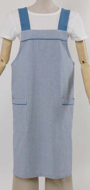 ストライプＨ型エプロンGAP7411ネイビー 