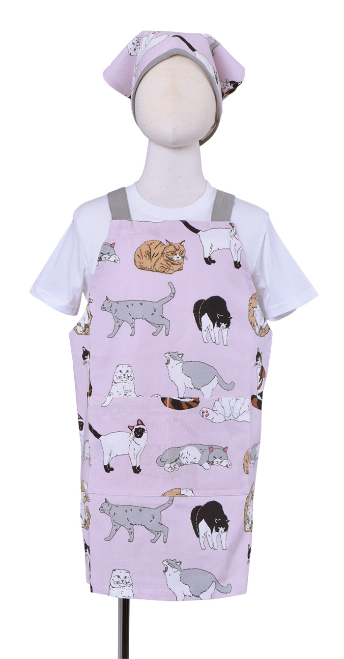 キッズエプロン（キャットフィーリング）M（三角巾付き）【１点のみメール便可】