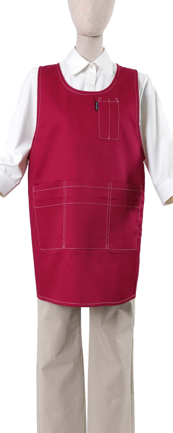 【セール】いつもの、タブリエエプロン（ツイル地ステッチ）【１点のみメール便可】