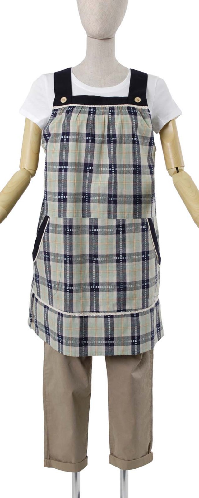 【セール】先染チェックスクエアージャンスカエプロン【１点のみメール便可】