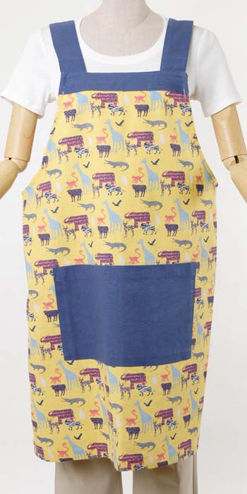 アニマル行進Ｈ型エプロンGAP8517イエロー