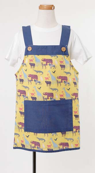 アニマル行進キッズエプロンGAP8518イエロー