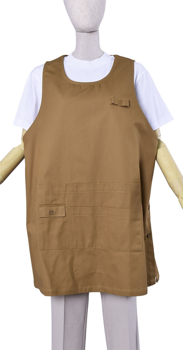 【大きいサイズ】チノ脇ボタンエプロン(3L)