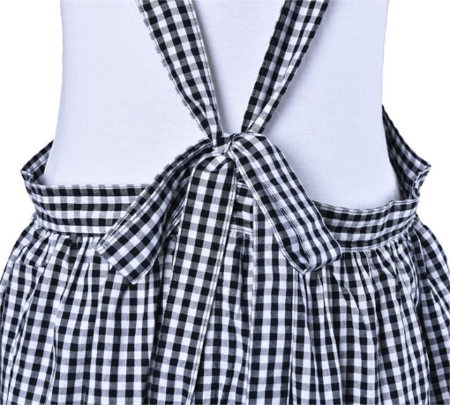 肩ひもリボン着丈調節ワンピースエプロン